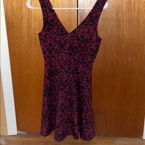 Forever 21 Maroon & Black V Neck Dress